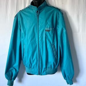 Vintage Members Only Teal Bomber Jacket 46L Long 80s Retro